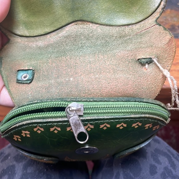 2 owl embossed leather handmade crossbody wristlet keychain bag handbag purse - Picture 3 of 11